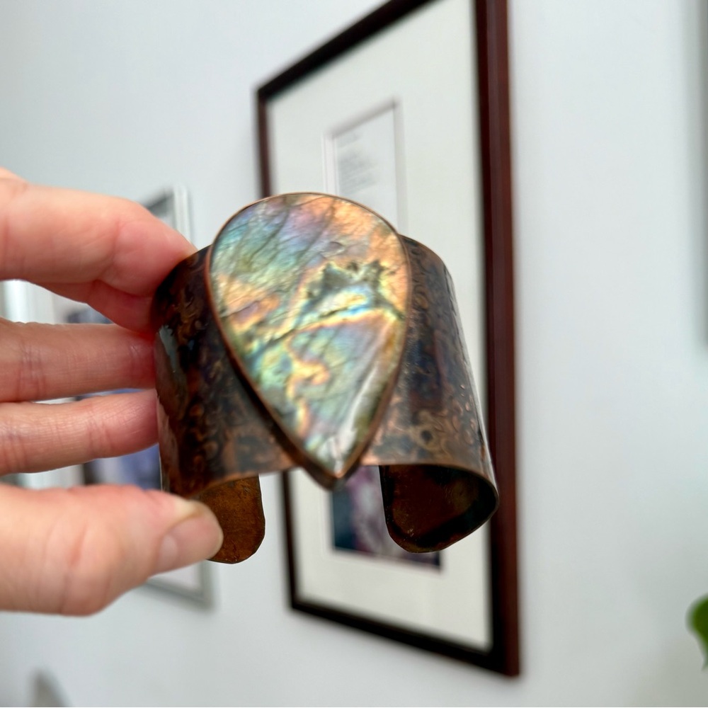 Labradorite and Copper Cuff Bracelet - Picture 6 of 9